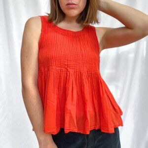 Vanessa Virginia Orange Pleated Blouse